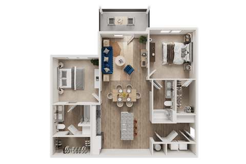 Two Bedroom B Floor Plan at The Landings at Hard Scrabble, South Carolina, 29203